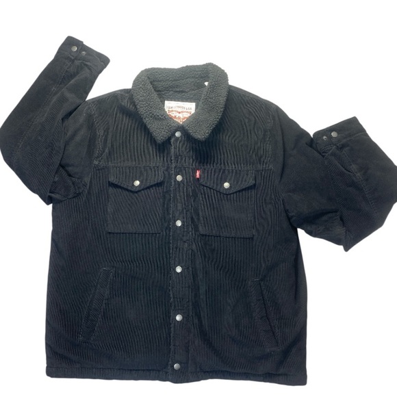 Levi's Other - Levi’s Sherpa-Lined Black Corduroy Trucker Jacket Men’s Size XL Warm Casual